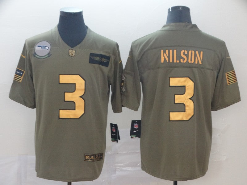 Men's Seattle Seahawks Russell Wilson #3 Brown Authentic Game Jersey football jersey product view 1