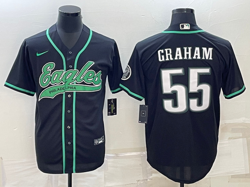 Men's Philadelphia Eagles Brandon Graham #55 Black Game Jersey1 Joint Edition football jersey product view 1