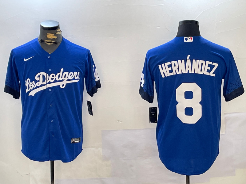 Men's Los Angeles Dodgers Enrique Hernandez #8 Royal City Connect Replica Player Jersey1 baseball jersey product view 1