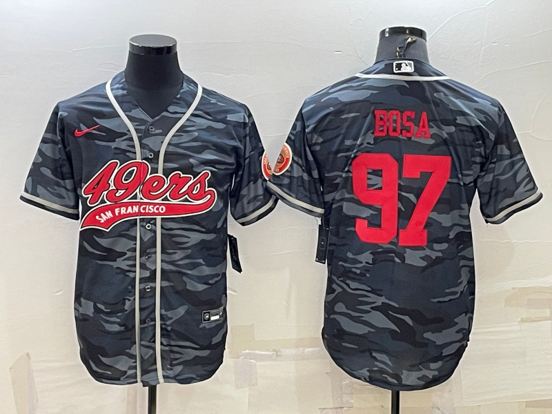 Men's San Francisco 49ers Nick Bosa #97 Grey Camouflage Player Jersey1 Joint Edition football jersey product view 1