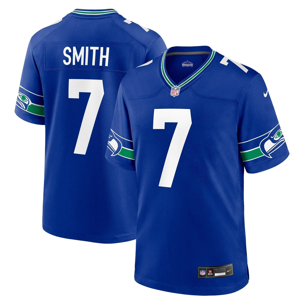 Geno Smith Seattle Seahawks Nike Throwback Game Jersey - Royal football jersey product view 1