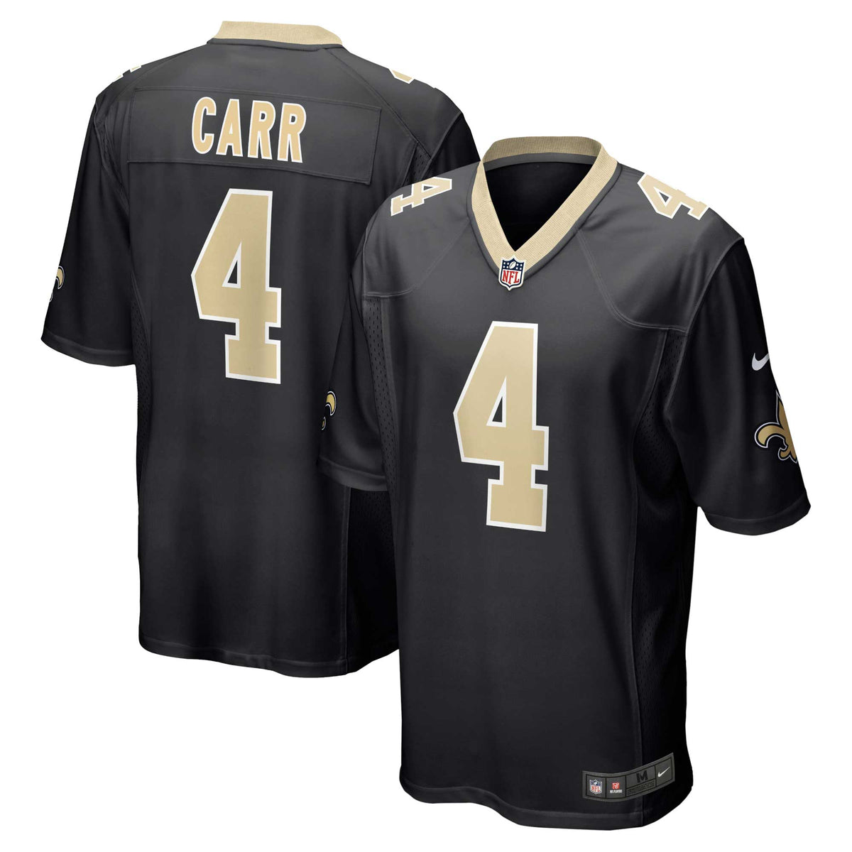 Derek Carr New Orleans Saints Nike Game Jersey - Black football jersey product view 1