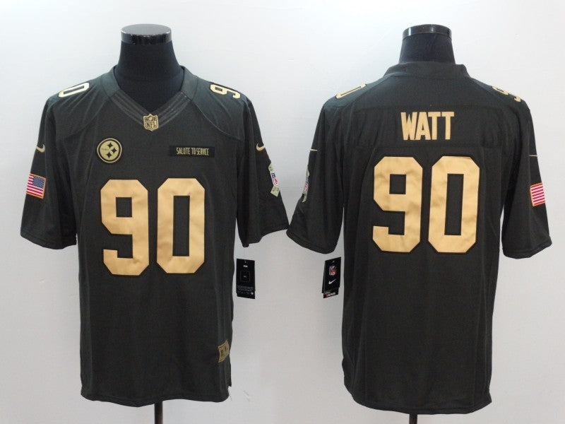 Men's Pittsburgh Steelers T.J. Watt #90 Black Team Game Jersey1 football jersey product view 1