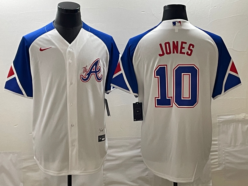 Men's Atlanta Braves Chipper Jones #10 White 2023 City Connect Replica Jersey1 baseball jersey product view 1