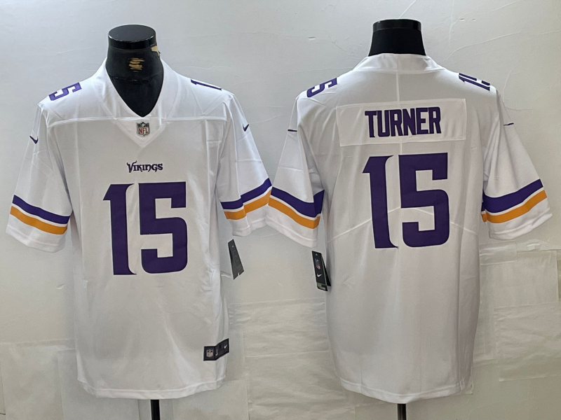 Men's Minnesota Vikings Dallas Turner #15 White Player Game Jersey1 football jersey product view 1