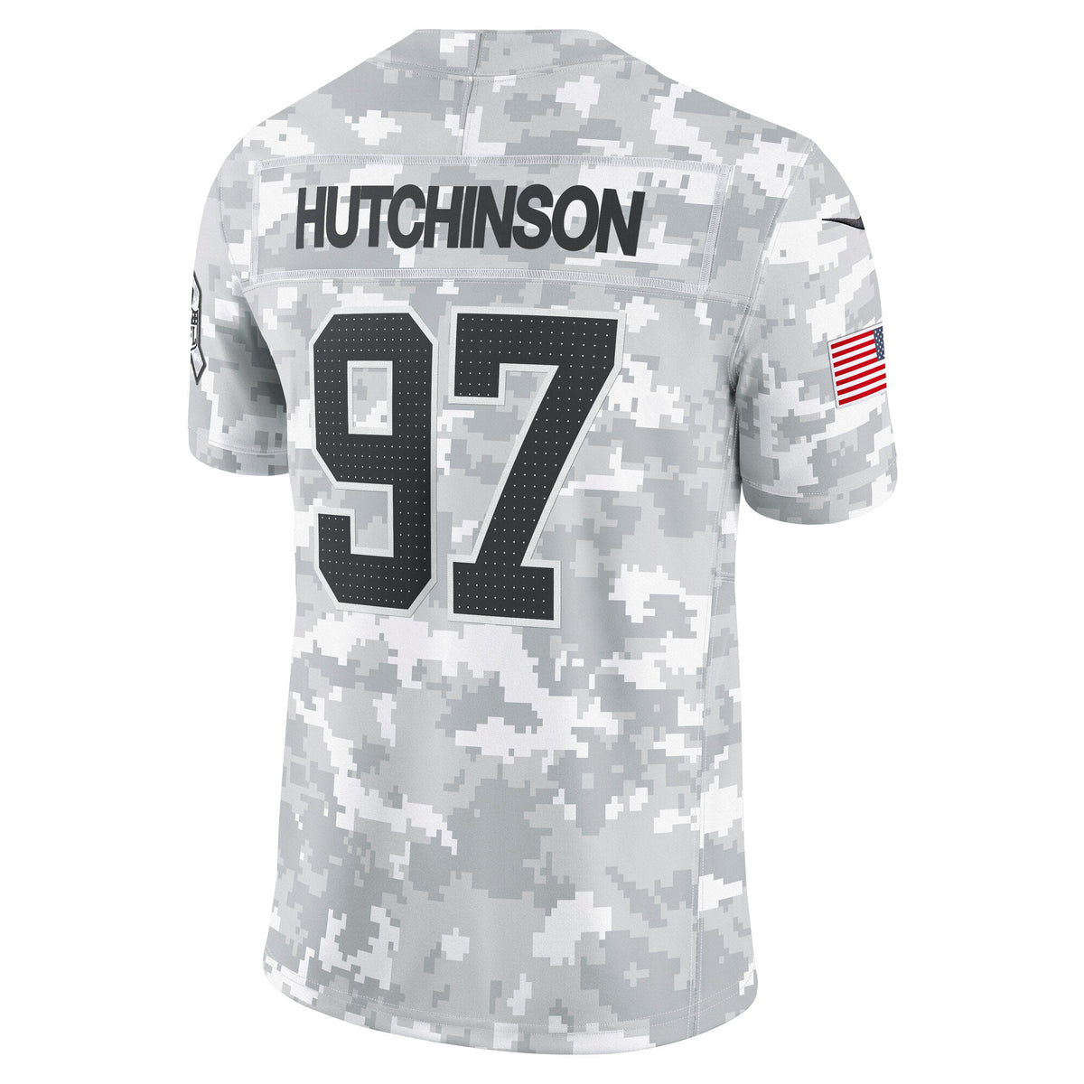 Aidan Hutchinson Detroit Lions Nike 2024 Salute to Service Limited Jersey - Arctic Camo football jersey product view 3