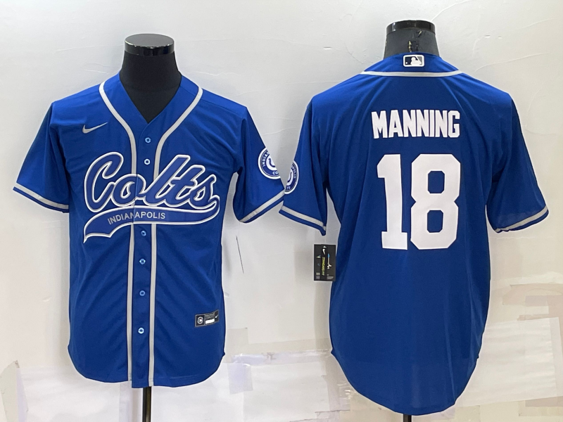 Men's Indianapolis Colts Peyton Manning #18 Royal Game Jersey1 Joint Edition football jersey product view 1