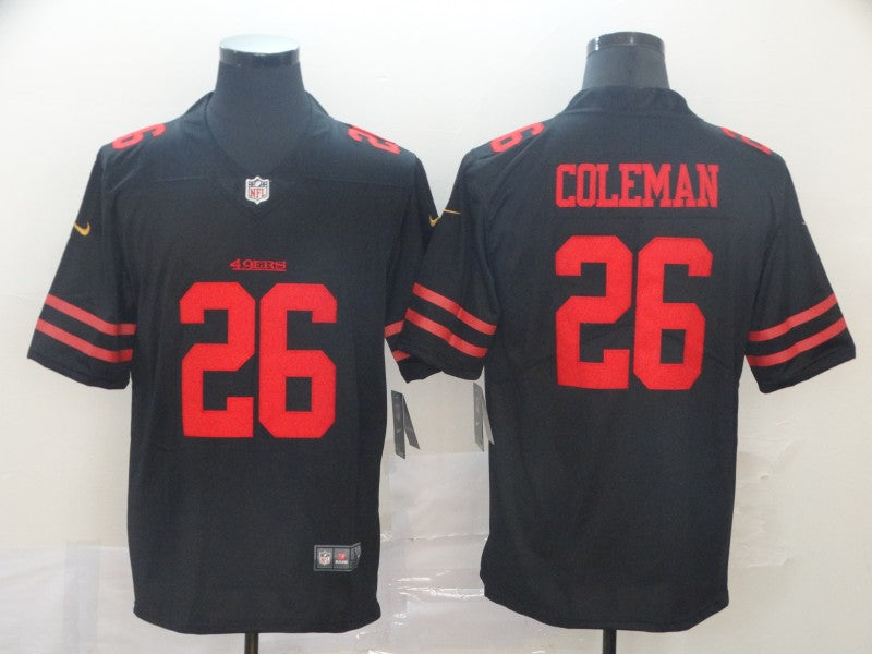 Men's San Francisco 49ers Tevin Coleman #26 Black Game Jersey1 football jersey product view 1