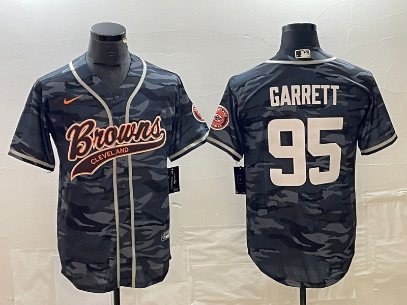 Men's Cleveland Browns Myles Garrett #95 Grey Camouflage Game Jersey1 Joint Edition football jersey product view 1