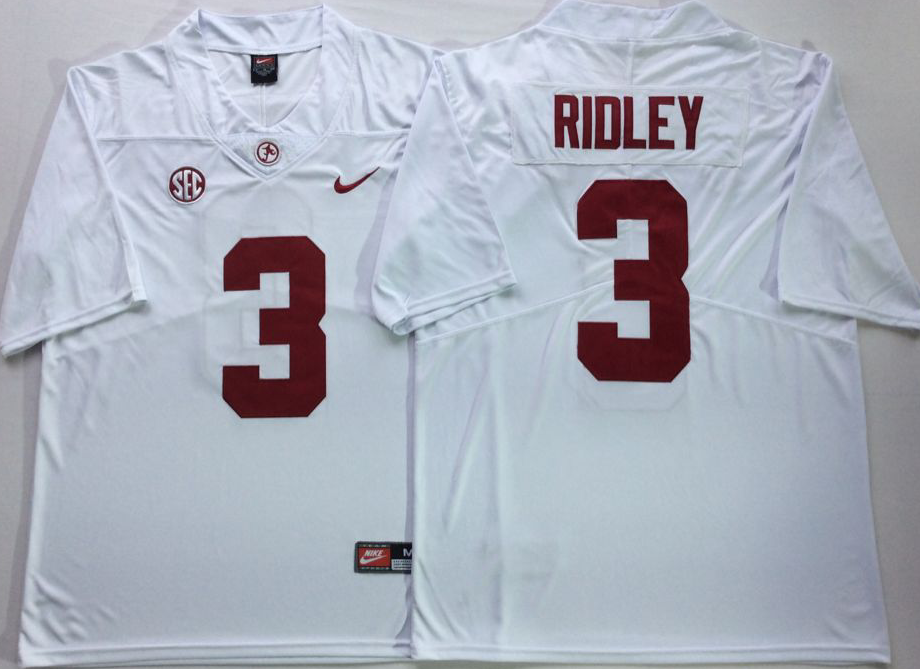 Men's Alabama Crimson Tide Calvin Ridley #3 White Player Game Jersey sports jersey product view 1