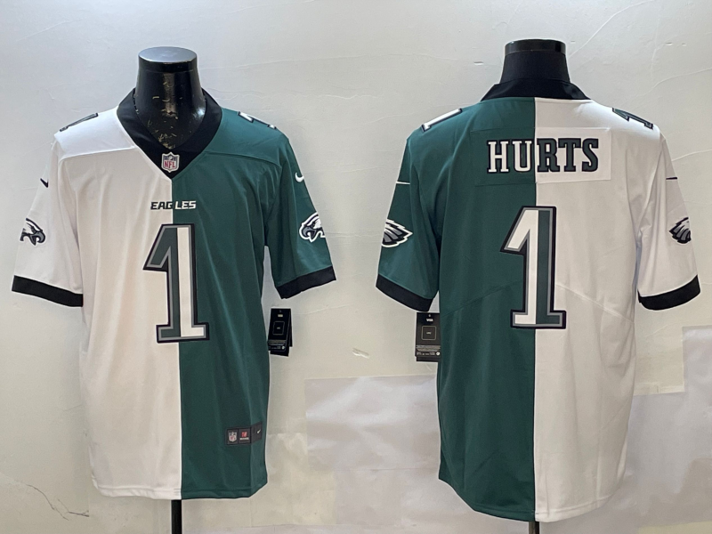 Men's Philadelphia Eagles Jalen Hurts #1 White/Green Game Player Jersey1 football jersey product view 1