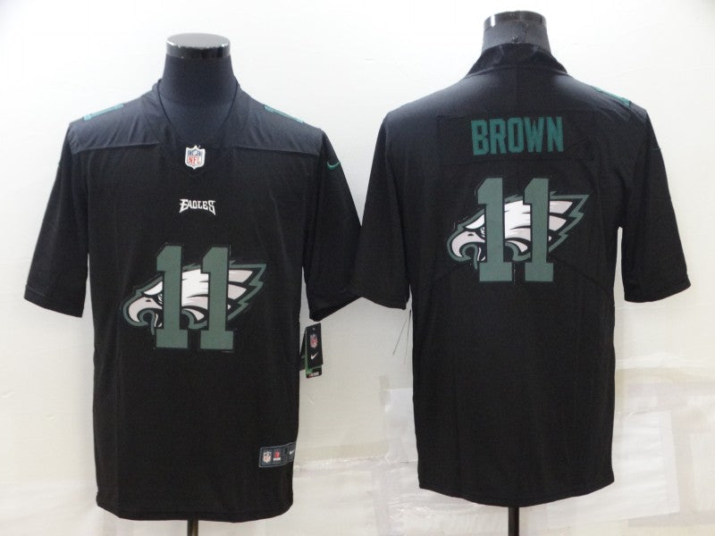 Men's Philadelphia Eagles #11 A.J. Brown Black Team Game Jersey1 football jersey product view 1