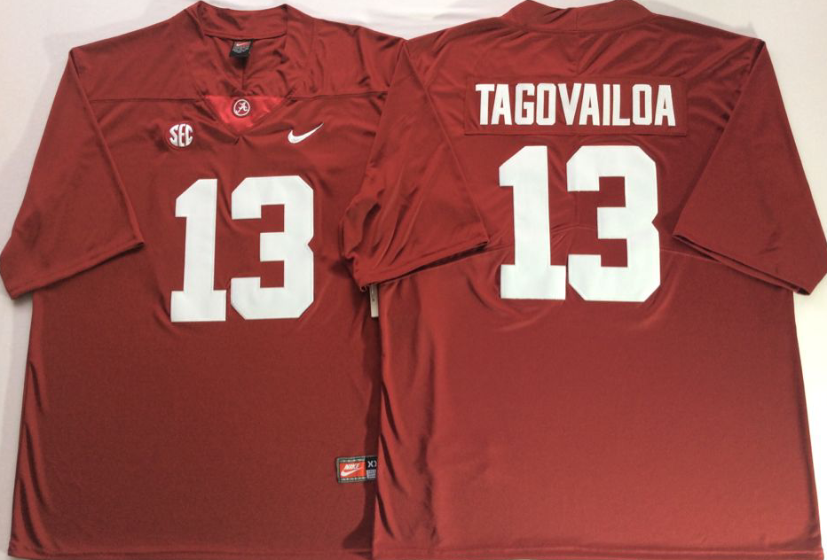 Men's Alabama Crimson Tide Tua Tagovailoa #13 Crimson Player Game Jersey sports jersey product view 1
