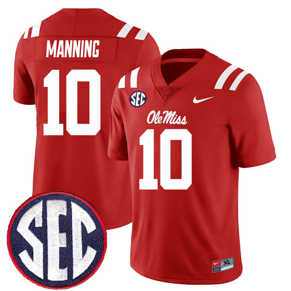 Eli Manning Ole Miss Rebels Jersey - Red sports jersey product view 1