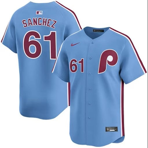 Cristopher Sanchez Philadelphia Phillies Alternate Jersey - Light Blue baseball jersey product view 1