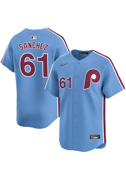 Cristopher Sanchez Philadelphia Phillies Alternate Jersey - Light Blue baseball jersey product view 2