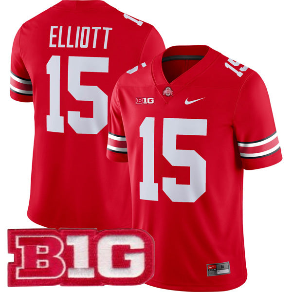 Ezekiel Elliott Ohio State Buckeyes Jersey – Red sports jersey product view 1
