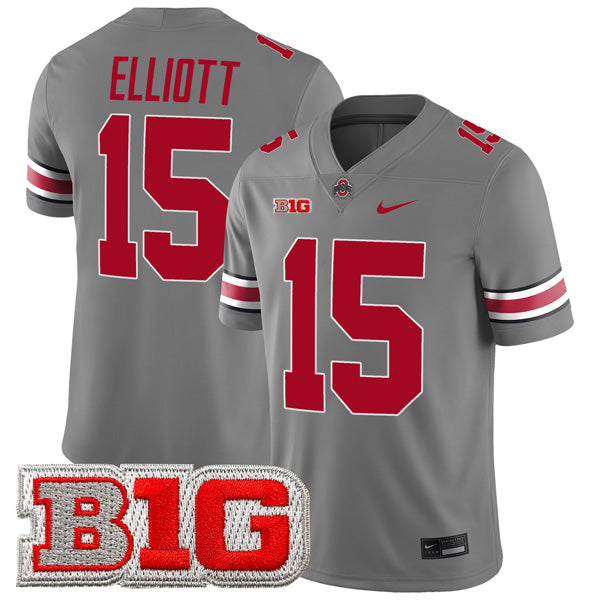 Ezekiel Elliott Ohio State Buckeyes Jersey – Gray sports jersey product view 1