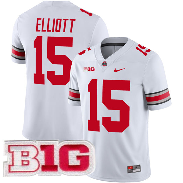 Ezekiel Elliott Ohio State Buckeyes Jersey – White sports jersey product view 1