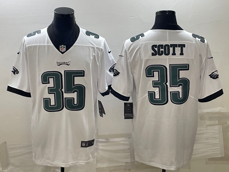 Men's Philadelphia Eagles Boston Scott #35 White Game Jersey1 football jersey product view 1