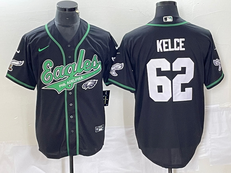 Men's Philadelphia Eagles Jason Kelce #62 Black Game Jersey1 Joint Edition football jersey product view 1