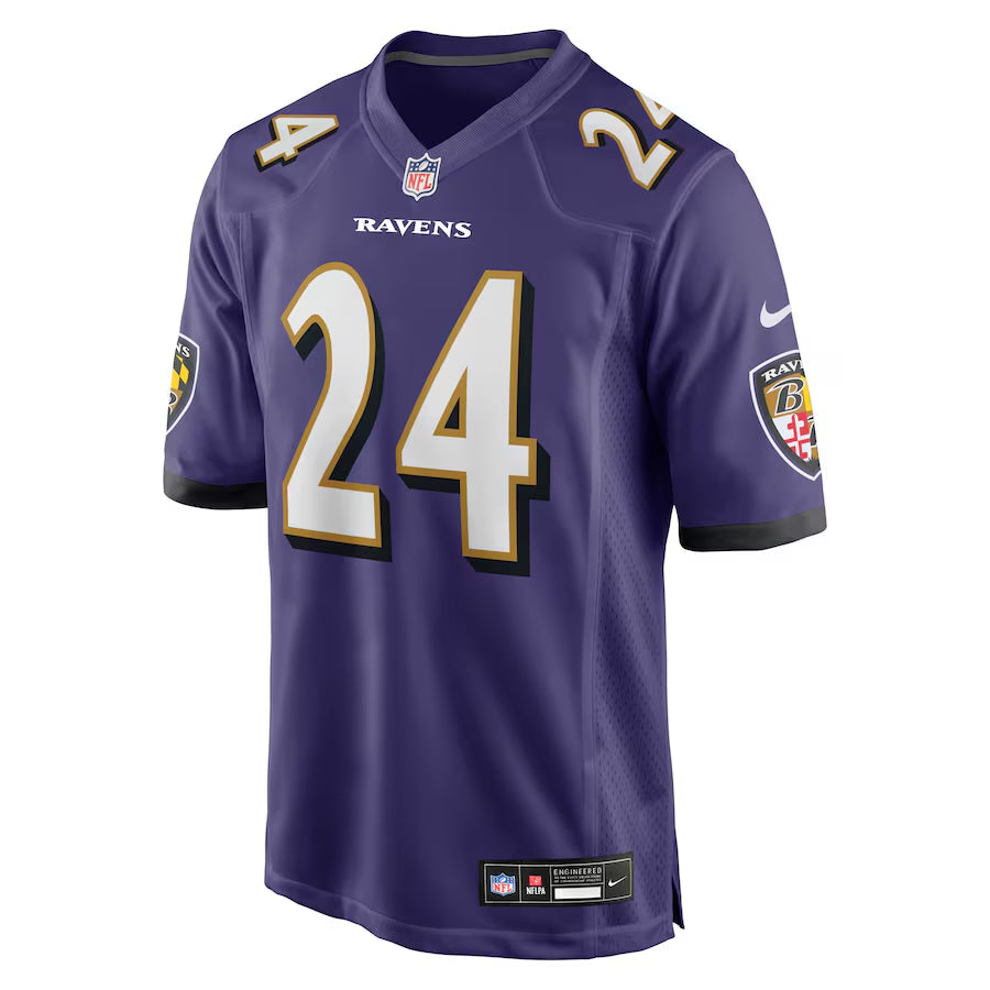 Men's Baltimore Ravens Malaki Starks Nike Purple 2025 NFL Draft First Round Pick Game Jersey football jersey product view 2