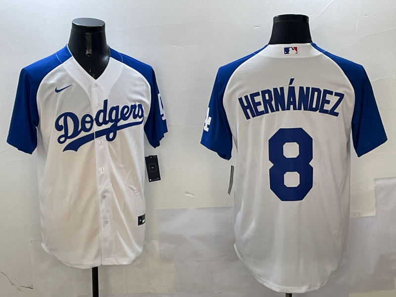 Men's Los Angeles Dodgers Enrique Hernandez #8 White Game Player Jersey1 baseball jersey product view 1