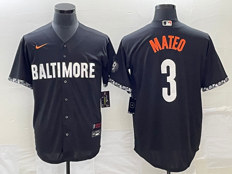 Men's Baltimore Orioles Jorge Mateo #3 Black 2023 City Connect Replica Player Jersey1 baseball jersey product view 1