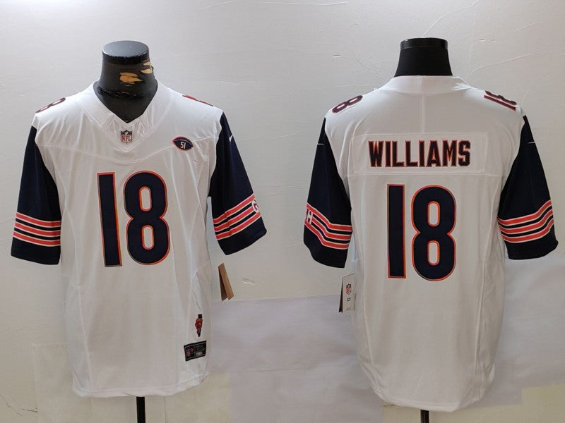 Men's Chicago Bears Caleb Williams #18 White Player Game Jersey1 football jersey product view 1
