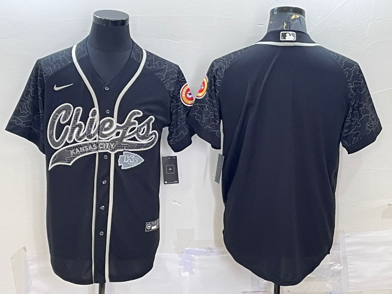 Men's Kansas City Chiefs Black RFLCTV Limited Blank Jersey1 football jersey product view 1