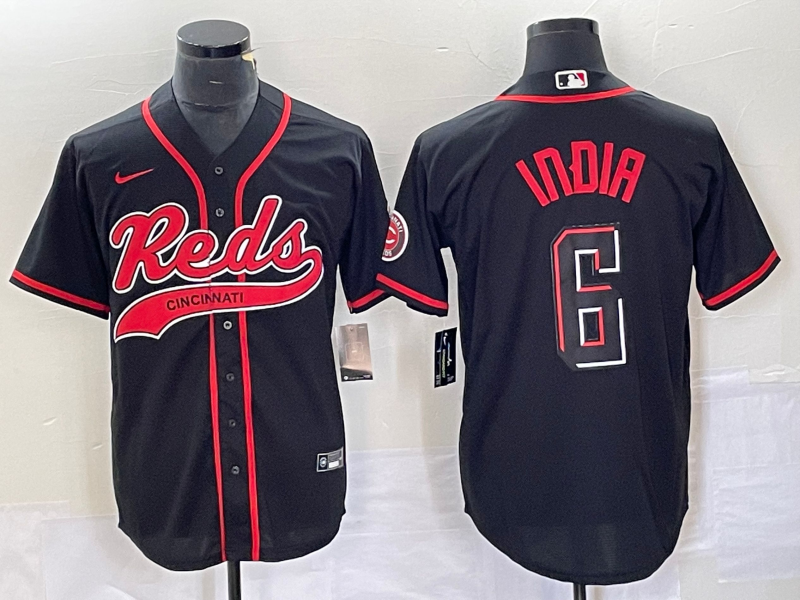 Men's Cincinnati Reds Jonathan India #6 Black Replica Player Jersey1 Joint Edition baseball jersey product view 1