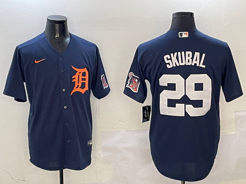 Men's Detroit Tigers Tarik Skubal #29 Navy Limited Player Jersey1 baseball jersey product view 1