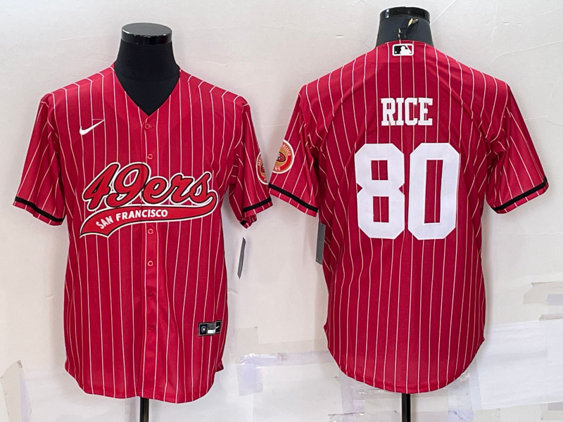 Men's San Francisco 49ers Jerry Rice #80 Red Player Jersey1 Joint Edition football jersey product view 1