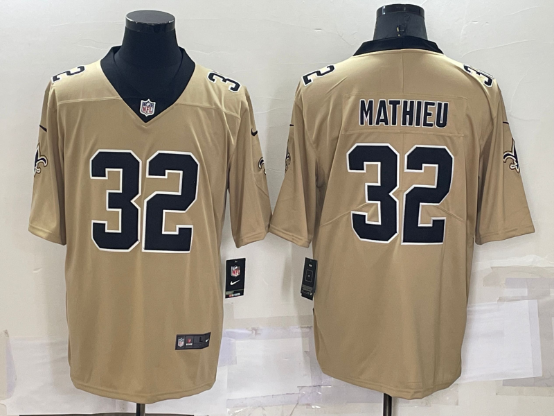 Men's New Orleans Saints Tyrann Mathieu #32 Gold Inverted Game Jersey1 football jersey product view 1
