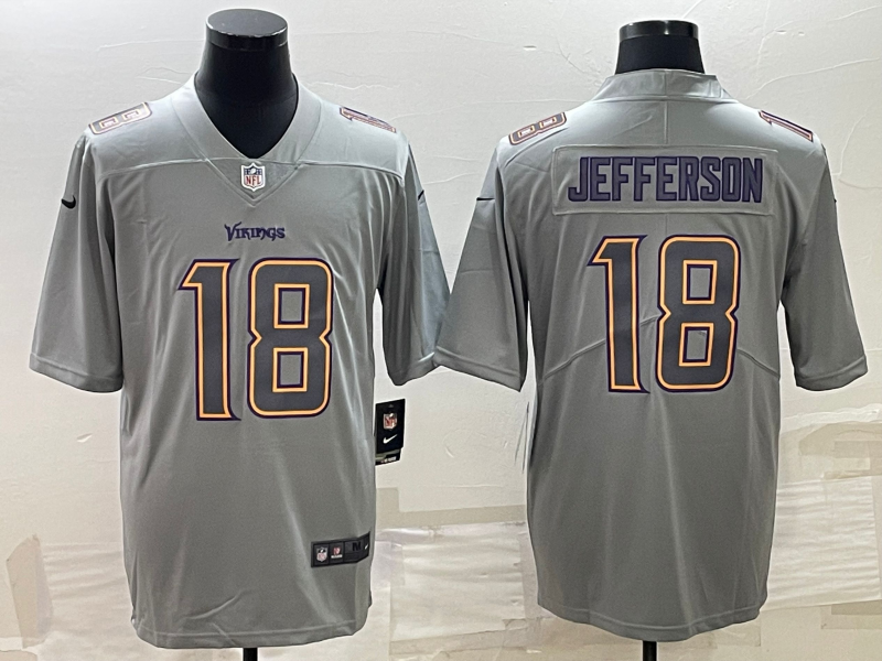 Men's Minnesota Vikings Justin Jefferson #18 Gray Atmosphere Fashion Game Jersey1 football jersey product view 1