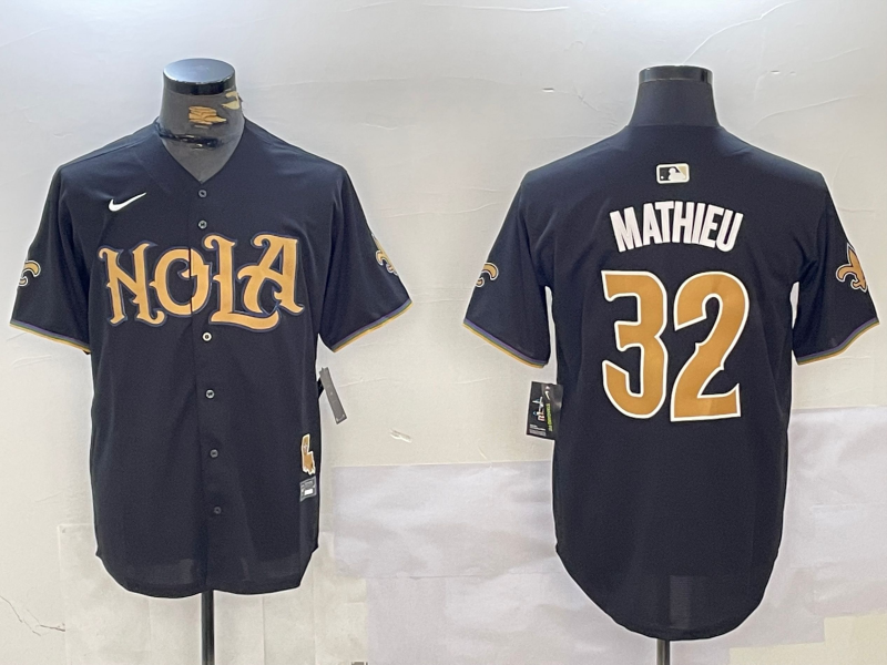 Men's New Orleans Saints Tyrann Mathieu #32 Black Player Jersey1 football jersey product view 1