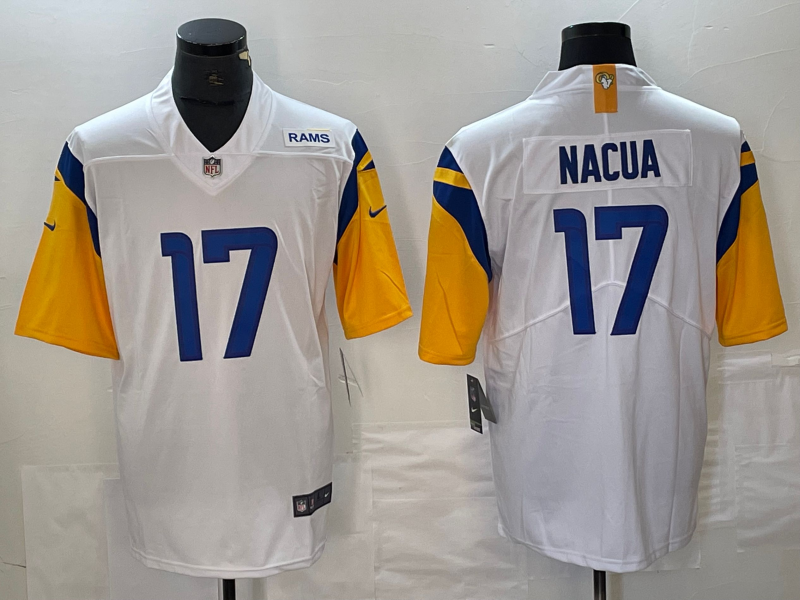 Men's Los Angeles Rams Puka Nacua #17 White Game Jersey1 football jersey product view 1