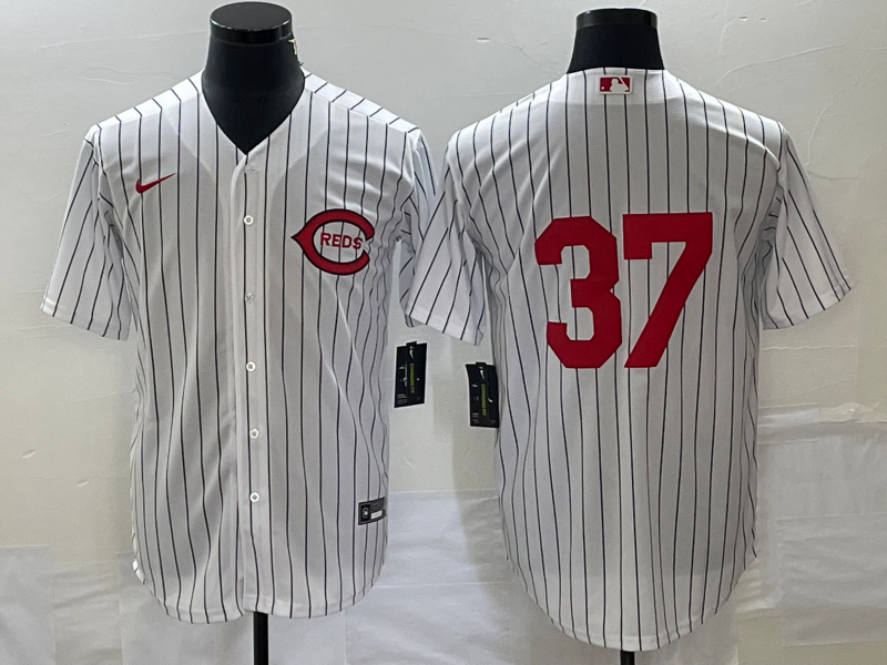 Men's Cincinnati Reds Tyler Stephenson #37 White 2022 MLB at Field of Dreams Game Authentic Player Jersey1 baseball jersey product view 1