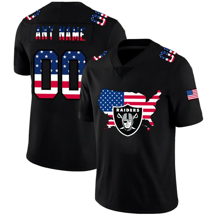 Custom1 Las Vegas Raiders Black Limited Fashion Flag Stitched American Football Jerseys football jersey product view 1