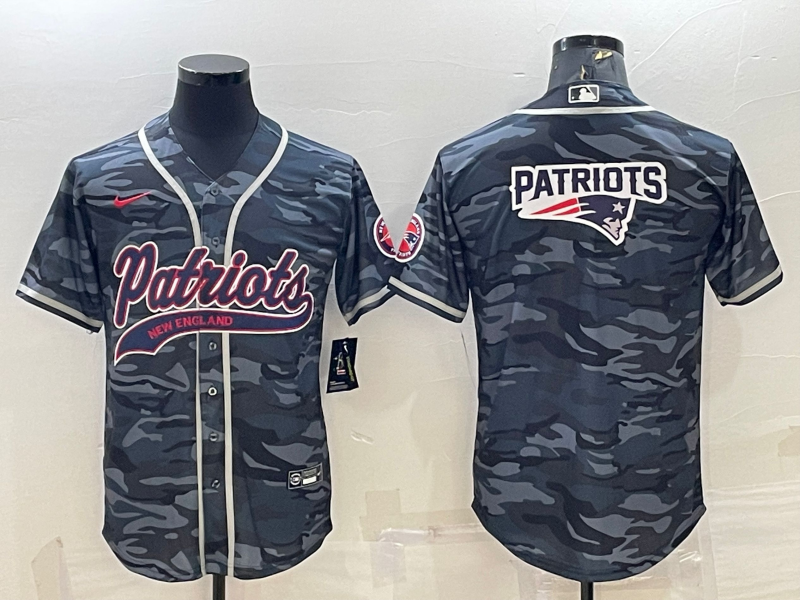Men's New England Patriots Grey Camouflage Game Jersey1 football jersey product view 1