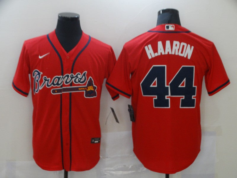 Men's Atlanta Braves Hank Aaron #44 Red Replica Jersey1 baseball jersey product view 1
