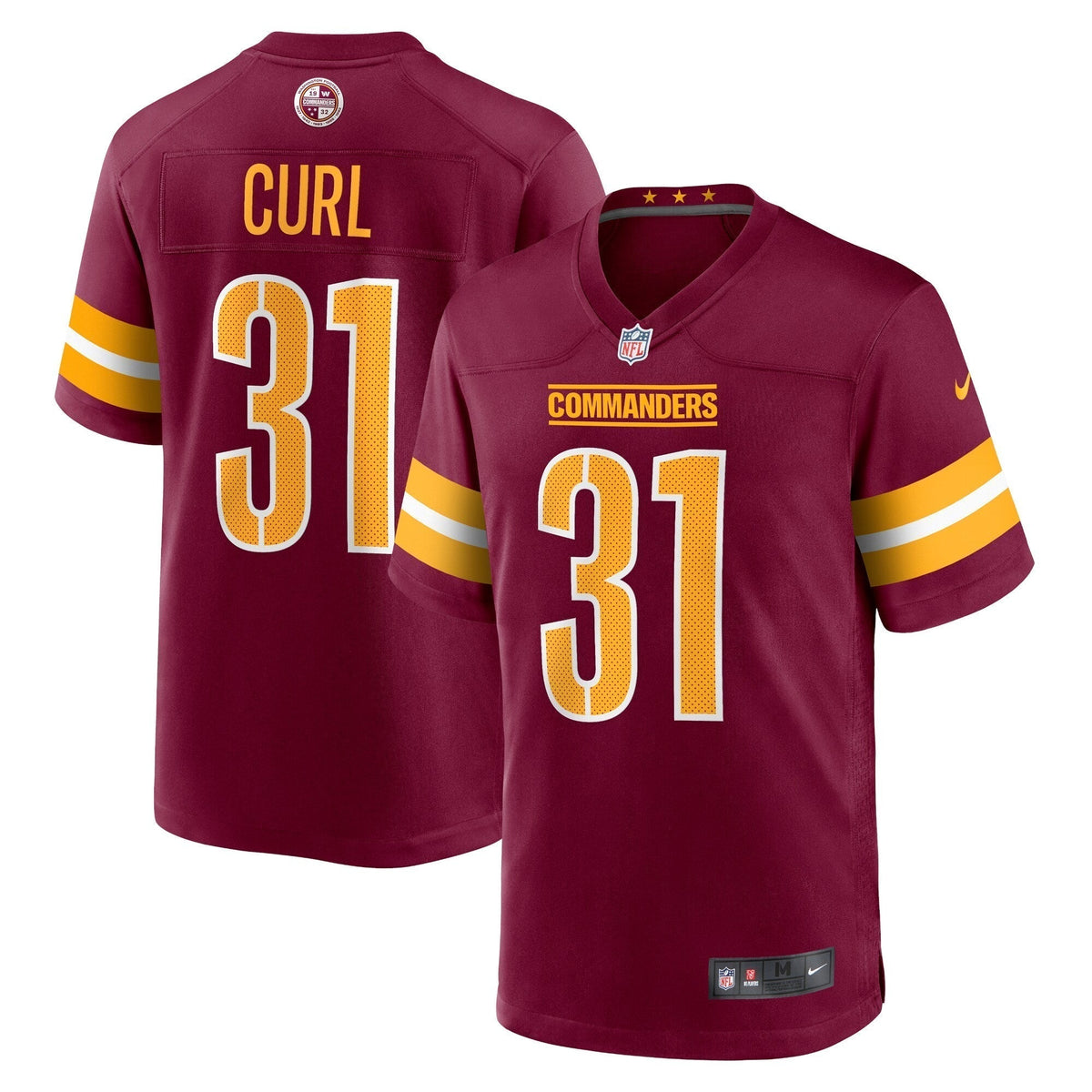 Kamren Curl Washington Commanders Nike Game Jersey - Burgundy football jersey product view 1
