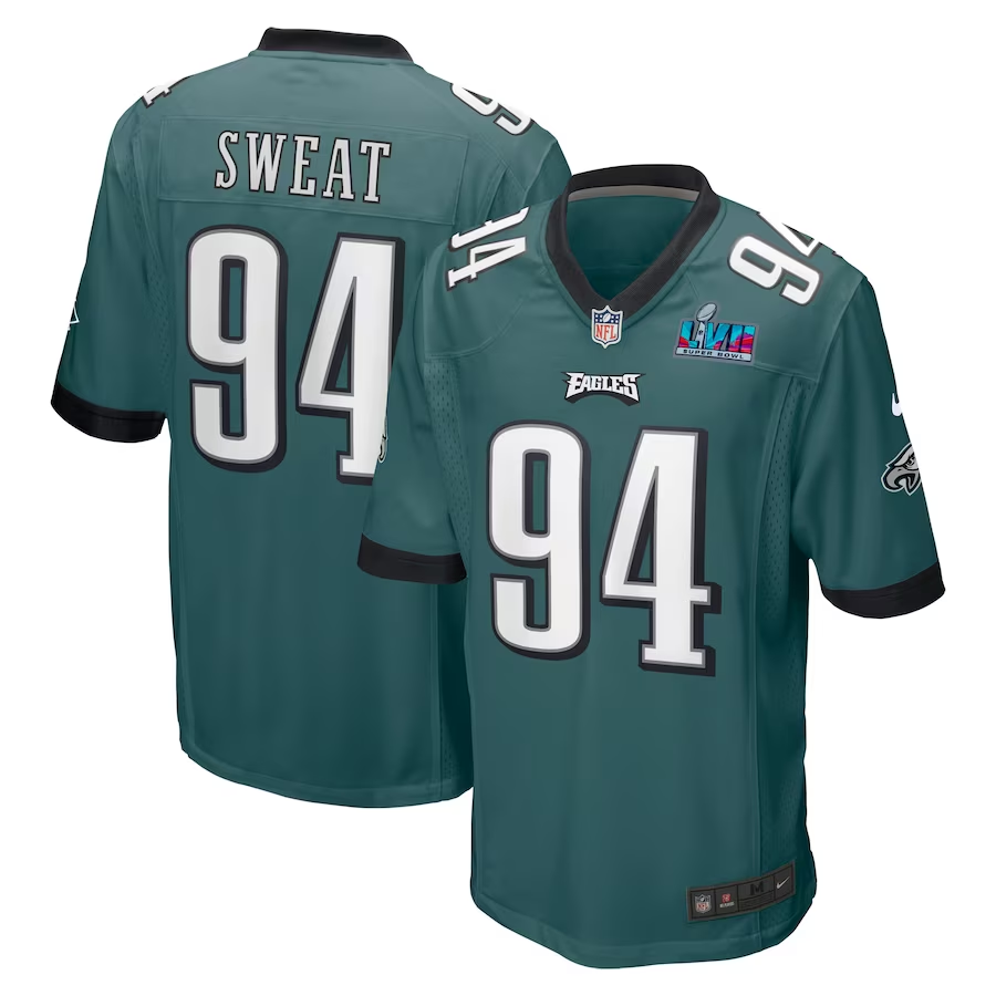 Men's Philadelphia Eagles Josh Sweat #94 Midnight Green Super Bowl LVII Patch Game Jersey1 football jersey product view 1