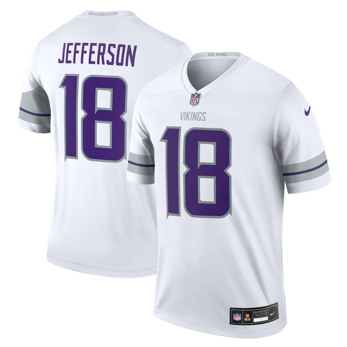 Justin Jefferson Minnesota Vikings Nike Alternate Legend Jersey - White football jersey product view 1