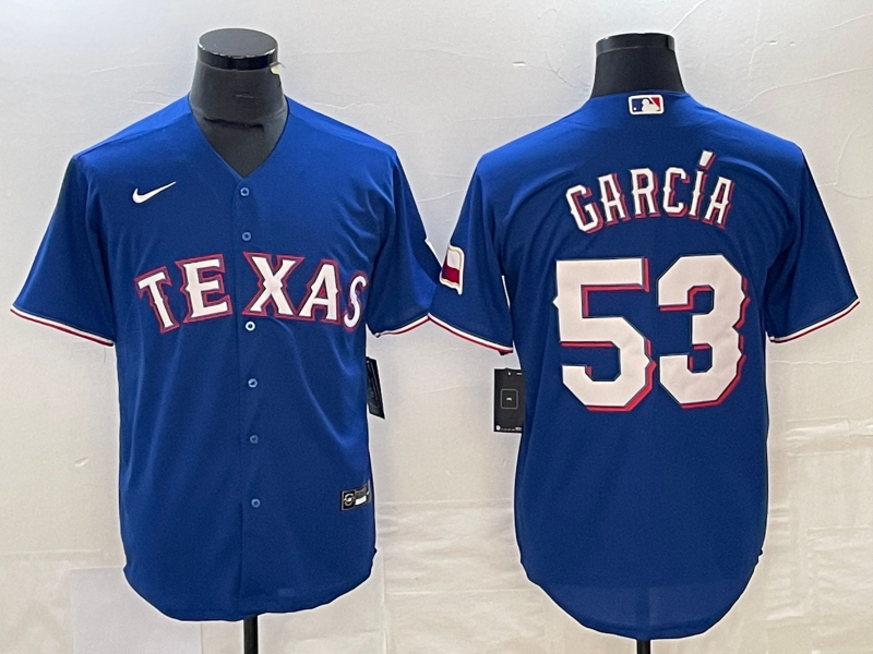 Men's Texas Rangers Adolis Garcia #53 Blue Replica Baseball Jersey baseball jersey product view 1
