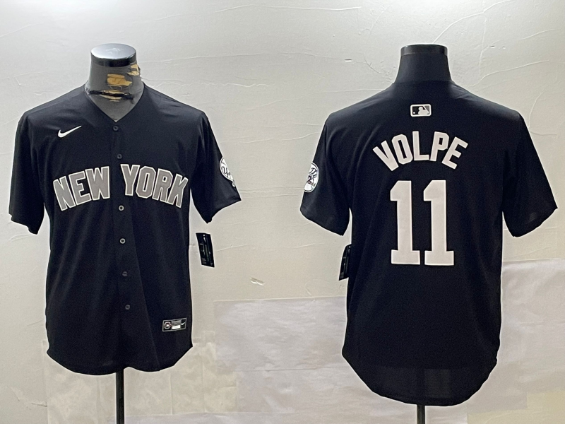 Men's New York Yankees Anthony Volpe #11 Black Replica Player Jersey1 baseball jersey product view 1