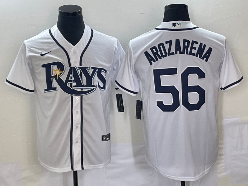 Men's Tampa Bay Rays Randy Arozarena #56 White Replica Player Jersey1 baseball jersey product view 1