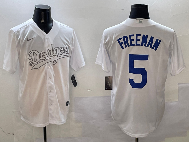 Men's Los Angeles Dodgers Freddie Freeman #5 White Player Jersey1 baseball jersey product view 1