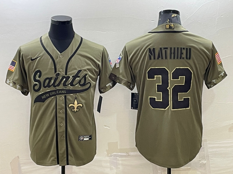 Men's New Orleans Saints Tyrann Mathieu #32 Olive 2022 Salute To Service Retired Player Limited Jersey1 Joint Edition football jersey product view 1