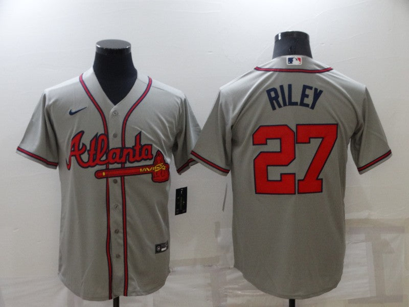 Men's Atlanta Braves Austin Riley #27 Gray Replica Player Jersey1 baseball jersey product view 1